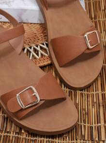 SHUZIA Plus Size Brown Flat Sandals Summer Shoes Spring Shoes Spring Break Easter Mother's Day Present Valentine's Day Wide Fit - Brown - View 5
