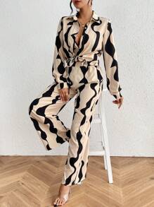 Chiquease 3 cái/bộ In Áo ba lỗ Áo , Áo sơ mi Và Quần - Màu be - Xem 3