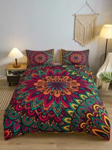 Mandala Pattern Duvet Cover Set Without Filler - Multicolor - View 5