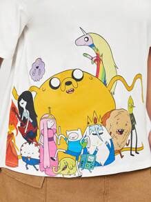 ADVENTURE TIME X SHEIN Camiseta De Talla Grande Con Impresión De Letra De Dibujos Animados - Blanco - Ver 8