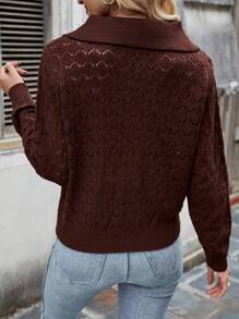 SHEIN LUNE Women'S Hollow Out Knitted Solid Color Sweater  Fall Winter Outfit