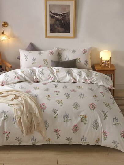 Cirelle 3 Peças Conjunto de Capa de Edredom com Estampa Floral sem Enchimento, Roupa de Cama para Dormitório, Presente de Ano Novo, Natal, Dia de Ação de Graças, Dia das Mães, Suprimentos para Quarto, Decoração de Pousada, Presente de Inauguração, Essenciais para Dormitório