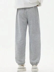 SHEIN Tween 少女心印花運動褲 - 灰色 - 查看 2