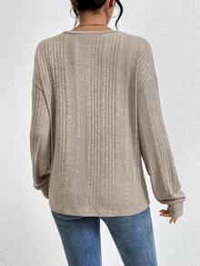 SHEIN Essnce 女裝十字交叉搭配下擺下垂t恤 - 杏色 - 查看 2