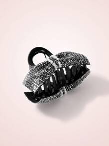 SHEIN MOD 1 件時尚蝴蝶結與水鑽裝飾髮夾 - 黑色 - 查看 2