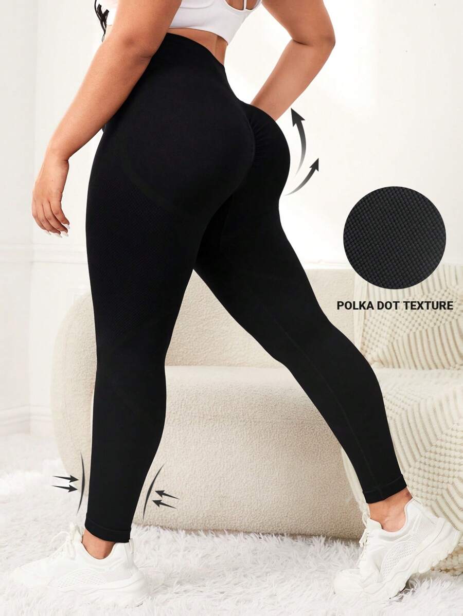 SHEIN Yoga Basic พลัสไซส์ เลกกิ้งโยคะ ฟิตเนส บีบอัด , รัดหน้าท้อง SHEIN TH