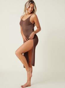 SHEIN Swim Vestido Tipo Camisola Con Abertura Alta Y Espalda Descubierta
