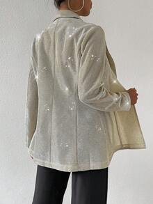 SHEIN ChicEase 女士襯衫領西裝外套 - 香檳色 - 查看 2