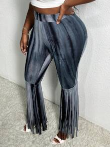 Slaydiva Pantalones Acampanados Largos De Punto Con Flecos Para Mujer Talla Grande