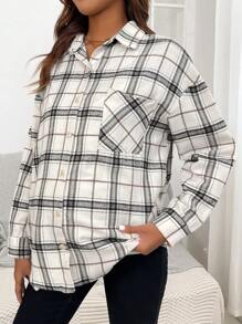 SHEIN 孕婦格紋外套,帶有前口袋 - 彩色 - 查看 1