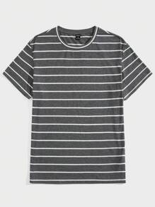 Manfinity VCAY Camiseta De Hombre De Manga Corta Con Rayas - Multicolor - Ver 7