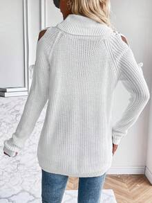 SHEIN Essnce 女士冷肩高領毛衣