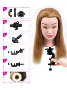 Mannequin Head With 100% Human Hair Straight Hair Training Head Manikin Head Cosmetology Doll Head For Hairdresser Girls Practice Styling Braiding With Clamp Stand Hair Extensions - S27 - View 5