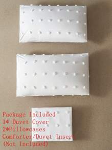 3 PiecesReversible Flocked White Pattern Duvet Cover Set (1 Duvet Cover + 2 Pillow Shams, Pillow Inserts Not Included), Soft Dual-Color Design Bedding Set, Suitable For Bedroom, Guest Room, Dorm - White - View 7
