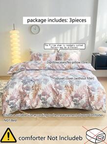 3pcs/set Plant Pattern Duvet Cover Set Without Filler, Modern Polyester Bedding Set For Bedroom, All Season - Multicolor - View 4