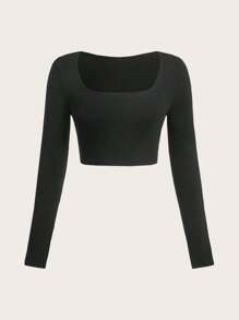 SHEIN EZwear 夏季裝扮女士緊身針織純色t卹 - 彩色 - 查看 5