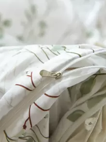 Plant Print Duvet Cover Set Without Filler - Multicolor - View 6