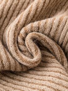 SHEIN LUNE Plus Size Warm Lined Zip Front Hooded Cardigan - Camel - View 5