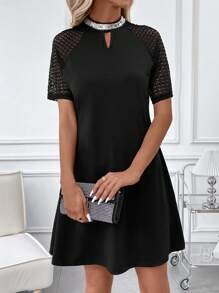 SHEIN Clasi Vestido Negro Con Encaje - Negro - Ver 6