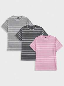 Manfinity VCAY Camiseta De Hombre De Manga Corta Con Rayas - Multicolor - Ver 1