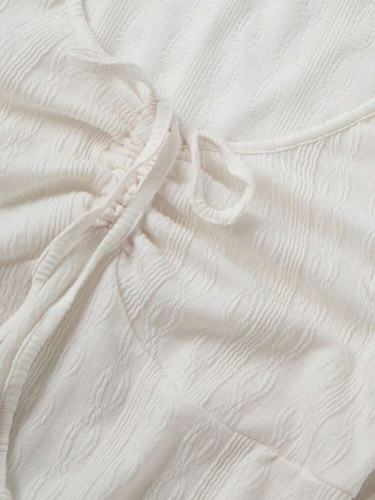 Women's Solid Colored Drawstring T-Shirt Fall Cloth For Women