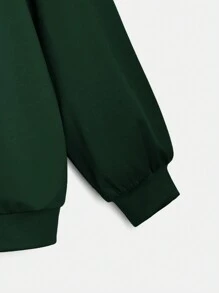 SHEIN EZwear 两件套加大码橄榄绿色字母印花连帽卫衣和慢跑裤套装 - 墨綠色 - 查看 7