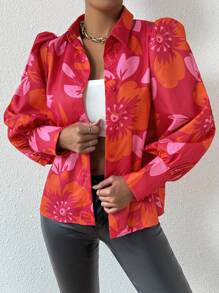 Chiquease Women's Floral Print Puff Sleeve Top - Multicolor - View 3