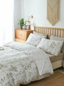 Plant Print Duvet Cover Set Without Filler - Multicolor - View 2