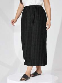 Mulvari Plus Size Alphabet Patched High Waisted Skirt