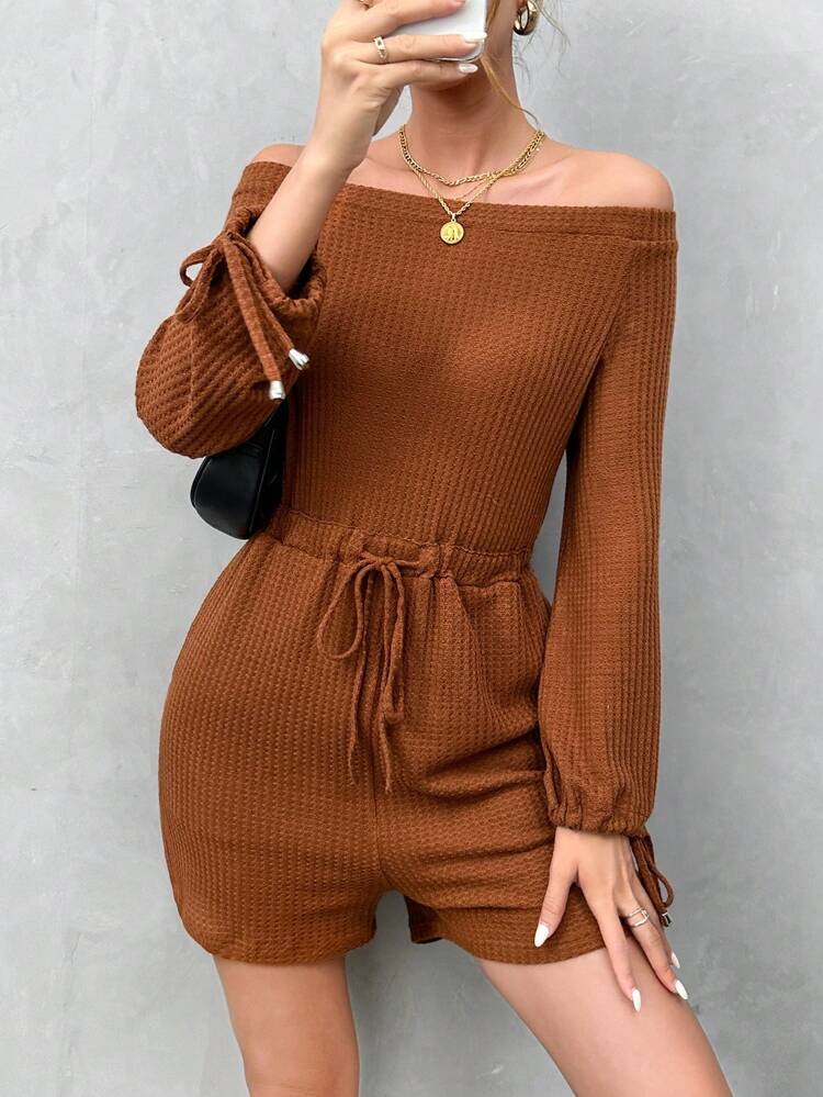 Women'S Off-The-Shoulder Drawstring Romper