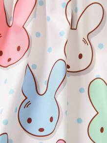 SHEIN Vintaside Kids Young Girl Cartoon Rabbit Head Printed Dress With Ruffle Trim - Multicolor - View 7