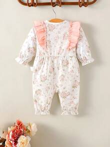 SHEIN 嬰兒女童可愛花卉印花長袖連體褲 - 彩色 - 查看 2
