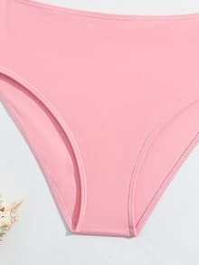 Tween 女孩心形圖案印花掛脖比基尼套裝 - 粉色 - 查看 3