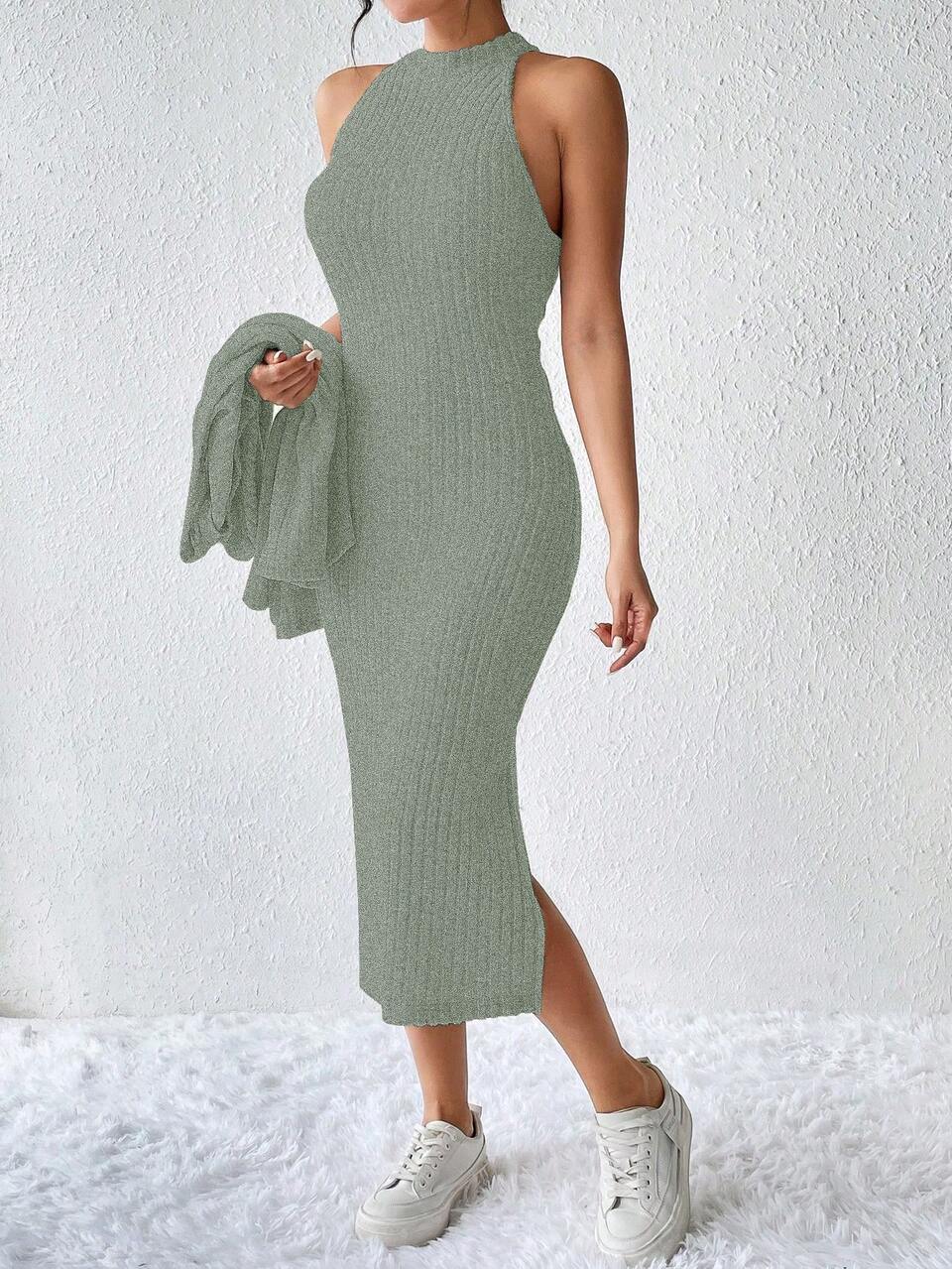 Hollow Out Details 2-In-1 Top And Skirt Set