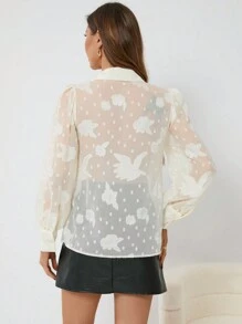 GENKIRA European Style Jacquard Long Sleeve Women'S Shirt Fall Cloth For Women - Apricot - View 2