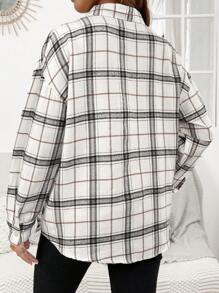 SHEIN 孕婦格紋外套,帶有前口袋 - 彩色 - 查看 2