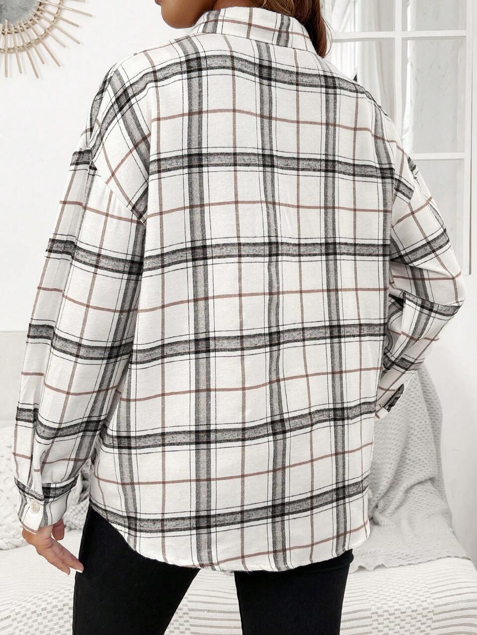 Maternity Plaid Coat With Front Pockets
