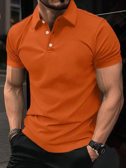 Manfinity CasualCool 男士短袖领纯色工作 Polo 衫，适合丈夫