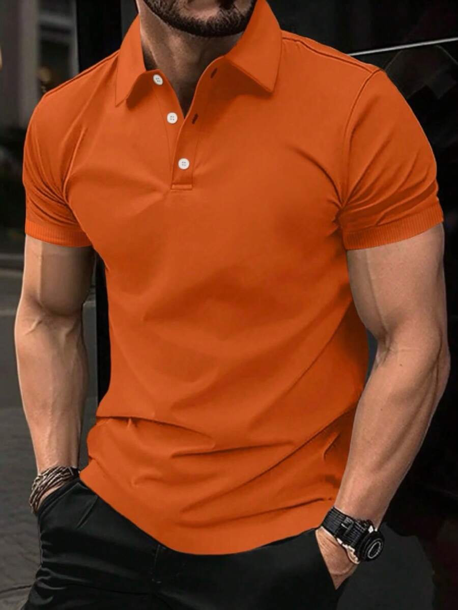 Manfinity CasualCool Áo thun polo cổ tròn tay ngắn cho nam, dành cho chồng - trái cam - Xem 1