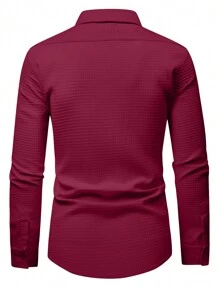 Manfinity Mode 男士長袖襯衫 - 酒紅色 - 查看 2
