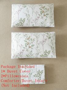 Plant Print Duvet Cover Set Without Filler - Multicolor - View 5