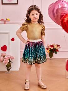 Little Girls' Ombre Beaded Skirt - Multicolor - View 4