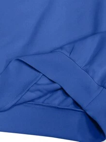 SHEIN EZwear 女士字母印花超大長袖運動衫和運動褲套裝 - 藍色 - 查看 4