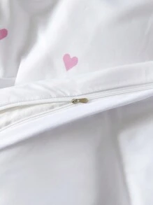 3Pcs/Set White Pink Heart Shaped Love Pattern Print Duvet Cover Set Without Filler Breathable Supersoft All-Season (1pc*Duvet Cover + 2pcs*Pillowcase, No Pillow Core), Soft Two Tone Design Bedding Set For Ideal For Bedroom, Guest Room, Dormitory, 1pc Duvet Cover With 2pcs Pillowcase (Without Filler)Machine Washable King Queen Full Twin Size Domitory Bedding Back School Bedding - White - View 8