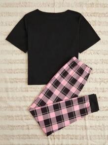 Ensemble de pyjama femme à manches courtes avec imprimé d'ours de bande dessinée