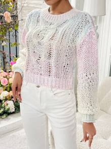 Chiquease 渐变色落肩针织套头衫秋冬毛衣 - 彩色 - 查看 6