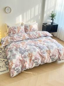 3pcs/set Plant Pattern Duvet Cover Set Without Filler, Modern Polyester Bedding Set For Bedroom, All Season - Multicolor - View 2