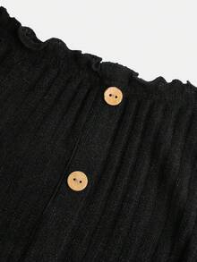 SHEIN 青少女針織排列邊飾無肩長袖t恤2件套裝 - 彩色 - 查看 5