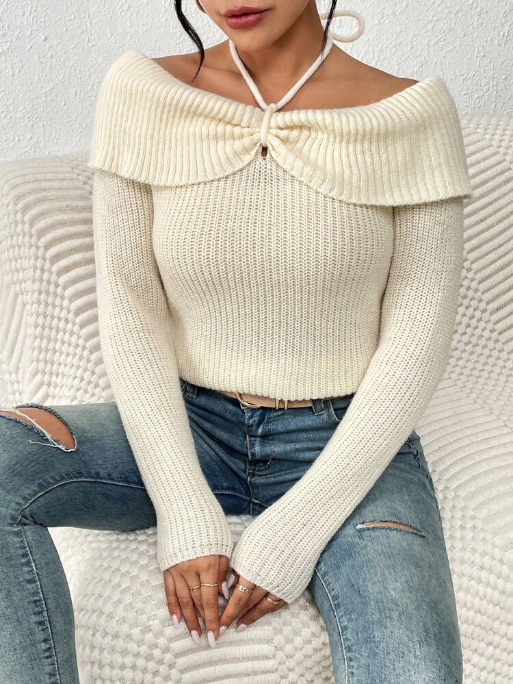 Women's Halter Knit Pullover Fall Winter Sweater