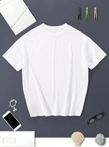 Teenage Girls' Casual Short Sleeve T-Shirt With Slogan Print Style Hit  Summer Tops - White - View 2